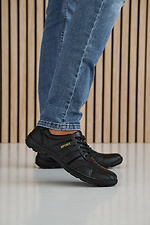 Męskie skórzane sneakersy wiosenno-jesienne w kolorze czarnym  8019902 zdjęcie №2