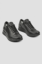 Женские черные кроссовки из натуральной перфорированной кожи  4205903 фото №1