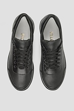Женские черные кроссовки из натуральной перфорированной кожи  4205903 фото №3