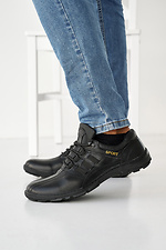 Męskie skórzane sneakersy wiosenno-jesienne w kolorze czarnym  8019903 zdjęcie №2
