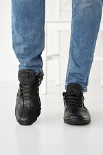 Чоловічі кросівки шкіряні весняно-осінні чорні  8019903 фото №3