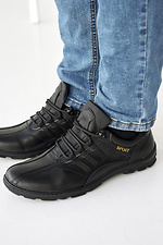 Мужские кроссовки кожаные весенне-осенние черные  8019903 фото №4