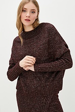 Burgundowy sweter oversize z wąskimi rękawami  4037904 zdjęcie №1