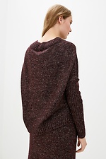 Burgundowy sweter oversize z wąskimi rękawami  4037904 zdjęcie №2