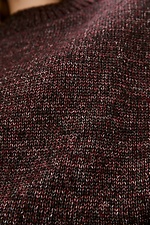 Бордовый вязаный джемпер оверсайз с узкими рукавами  4037904 фото №3