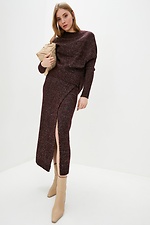 Burgundy oversized knit jumper with narrow sleeves  4037904 photo №4