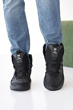 Herren-Winterstiefel aus Leder in Schwarz 8019905 Foto №3
