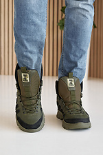 Чоловічі шкіряні черевики зимові хакі  8019906 фото №3