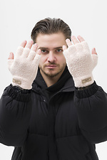 Мужские теплые зимние меховые перчатки рукавицы без пальцев 7-52А UGC Pink Without 8055906 фото №1