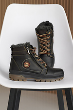Skórzane, młodzieżowe buty zimowe w kolorze czarnym  8019907 zdjęcie №3