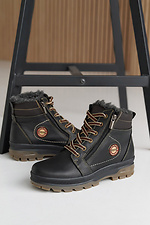 Подростковые ботинки кожаные зимние черные  8019907 фото №4