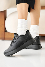 Жіночі кросівки шкіряні чорні зимові на хутрі  8019908 фото №3
