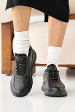 Жіночі кросівки шкіряні чорні зимові на хутрі  8019908 фото №4