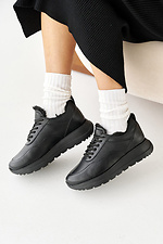 Жіночі кросівки шкіряні чорні зимові на хутрі  8019908 фото №7