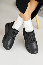 Schwarze Damen-Wintersneaker aus Leder mit Fell 8019908 Foto №12