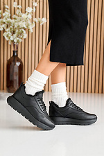 Женские кроссовки кожаные черные зимние на меху  8019908 фото №14