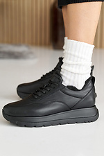 Women's leather black winter sneakers with fur  8019908 photo №15