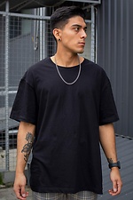 Long oversized t-shirt for a guy in black cotton Without 8042908 photo №1