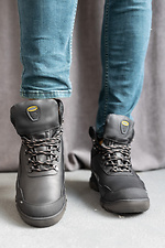 Чорні шкіряні кросівки на зиму з хутром  8018910 фото №3