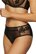 Black high waisted panties with floral embroidery and see-through barrels Kinga 2021913 photo №1
