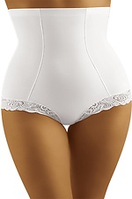 High waist white panties with slimming effect and lace WOLBAR 3023913 photo №1