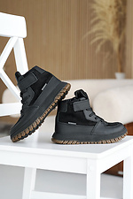 Skórzane, młodzieżowe buty zimowe w kolorze czarnym  8019914 zdjęcie №4