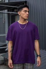 Long oversized T-shirt for a guy purple cotton Without 8042914 photo №1