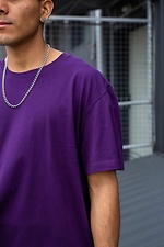 Long oversized T-shirt for a guy purple cotton Without 8042914 photo №2