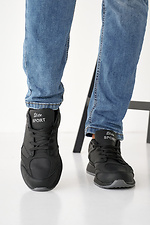 Мужские кроссовки кожаные весенне-осенние черные  8019915 фото №2