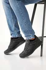 Męskie skórzane sneakersy wiosenno-jesienne w kolorze czarnym  8019915 zdjęcie №3