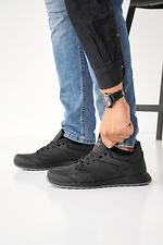 Мужские кроссовки кожаные весенне-осенние черные  8019915 фото №4