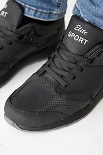 Мужские кроссовки кожаные весенне-осенние черные  8019915 фото №5