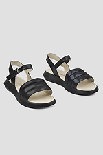 Schwarze Peeptoe-Sandalen aus Leder 4205916 Foto №1