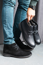 Теплые зимние ботинки из натуральной черной кожи  8018916 фото №3
