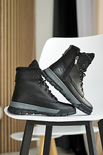 Skórzane buty zimowe młodzieżowe w kolorze czarno-szarym  8019916 zdjęcie №5