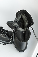 Skórzane buty zimowe młodzieżowe w kolorze czarno-szarym  8019916 zdjęcie №6