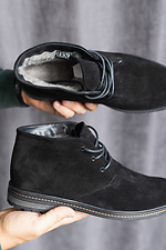 Теплі зимові черевики з натуральної чорної замші  8018917 фото №2