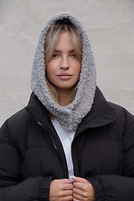Теплая шапка капюшон капор Теди на флисе Bonnet Gray Woman Without 8055918 фото №2