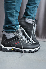 Черные кожаные кроссовки на зиму с мехом  8018919 фото №5