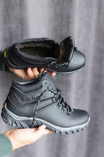 Черные кожаные кроссовки на зиму с мехом 8018920 фото №2