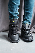 Черные кожаные кроссовки на зиму с мехом 8018920 фото №3