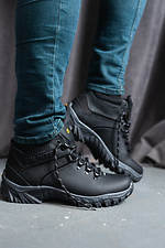 Черные кожаные кроссовки на зиму с мехом 8018920 фото №5
