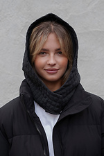 Тепла Шапка Капюшон Капор На Флісі В Велику Клітинку Jesica Black Woman Without 8055920 фото №2
