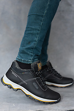 Черные кожаные кроссовки на зиму с мехом  8018921 фото №1