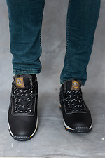 Чорні шкіряні кросівки на зиму з хутром  8018921 фото №3
