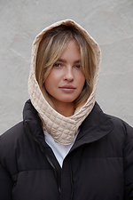 Тепла Шапка Капюшон Капор На Флісі В Велику Клітинку Jesica Beige Woman Without 8055921 фото №2
