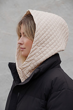 Тепла Шапка Капюшон Капор На Флісі В Велику Клітинку Jesica Beige Woman Without 8055921 фото №4