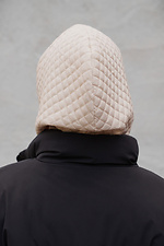 Тепла Шапка Капюшон Капор На Флісі В Велику Клітинку Jesica Beige Woman Without 8055921 фото №6