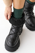 Damskie skórzane buty zimowe w kolorze czarnym  8019922 zdjęcie №9