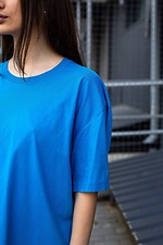Длинная оверсайз футболка для девушки хлопковая цвета морской волны Without 8042923 фото №2